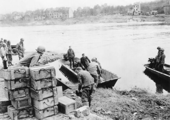 Ferrying ammo across the Moselle near Koblenz.