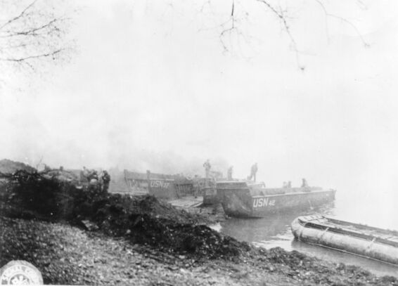 Crossing the Rhine under smoke.