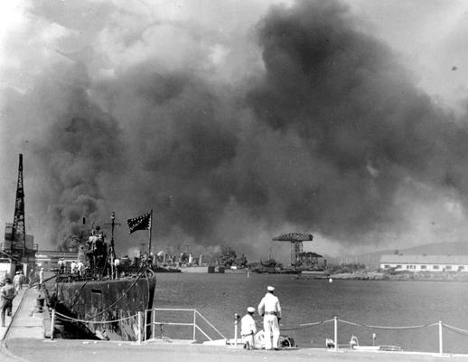 Pearl Harbor Navy yard seen from Submarine Base